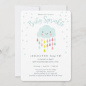 クラウドレインドロップスレインボーニュートラルベビースプリンクル 招待状 (正面)