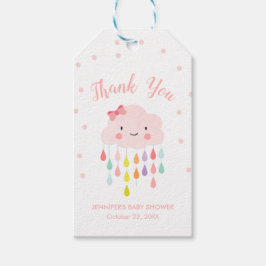 クラウドレインドロップレインボーピンク赤面サンキューガール ギフトタグ