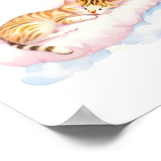 クラウド上で眠る猫子供部屋ドリームビッグ ポスター (角)