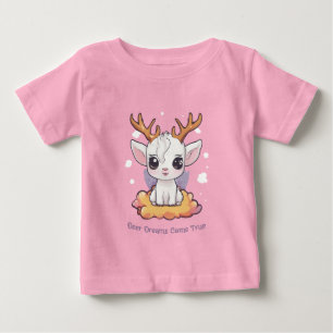 クラウド上に〔雄ジカの〕枝角を持つかわいい白鹿 ベビーTシャツ