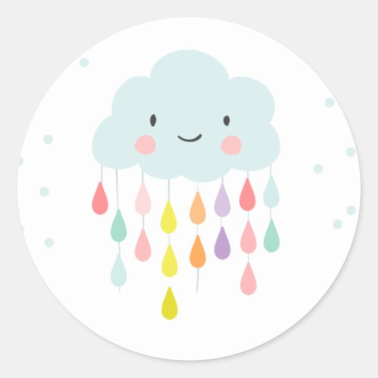クラウド封筒用シールステッカー赤ちゃんシャワー散水 ラウンドシール (正面)