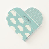 クラウド水玉模様グリーンユエグネームPastel ノートブック (裏面)