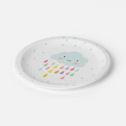 クラウド紙プレートベビーシャワースプリンクル中立 ペーパープレート (アングル)