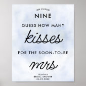 クラウド9いくつのキスブライダルシャワーパステルブルー ポスター (正面)