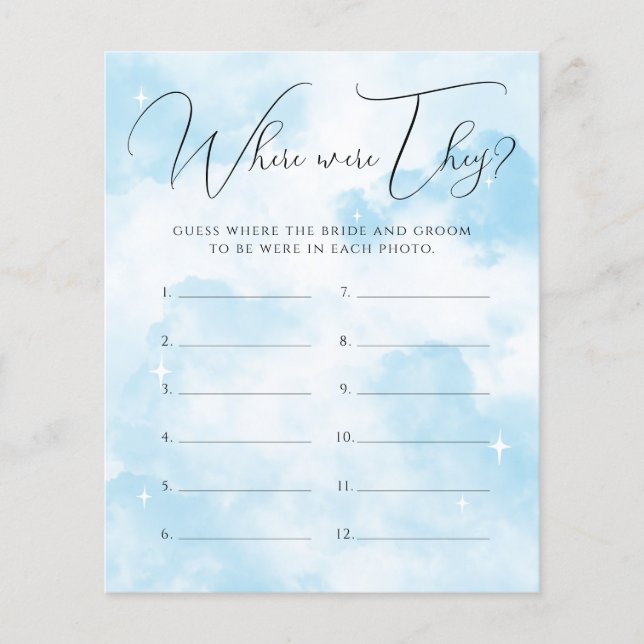 クラウド9どこ彼らはブライダルシャワーゲーム (正面)