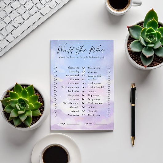 クラウド9は彼女はむしろブライダルシャワーのゲームカード 招待状