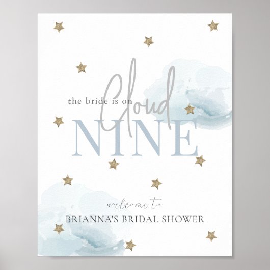 クラウド9スターブルーウォーターカラーブライダルシャワーへようこそ ポスター (正面)