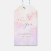 クラウド9ドリーミーパステルピンクブライダルシャワーサンキューベイヤー ギフトタグ (正面)