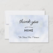 クラウド9パステルブルーエレガントシンプルブライダルシャワー サンキューカード (正面)