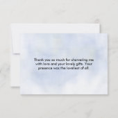 クラウド9パステルブルークエレガントラスブライダルシャワー サンキューカード (裏面)