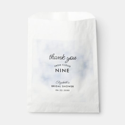 クラウド9パステルブルースカイエレガントブライダルシャワー フェイバーバッグ (正面)