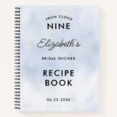 クラウド9パステルブルースカイブライダルシャワーレシピブック ノートブック (正面)