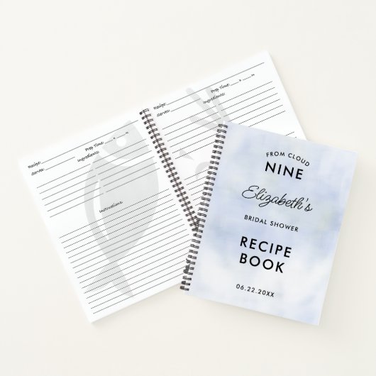 クラウド9パステルブルースカイブライダルシャワーレシピブック ノートブック (内部)