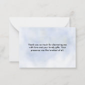 クラウド9パステルブルーブライダルシャワーサンキューノート ノートカード (裏面)