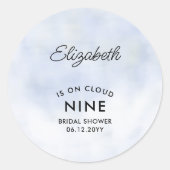 クラウド9パステルブルーモダンブライダルシャワー封筒 ラウンドシール (正面)