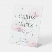 クラウド9ピンククラウドガールベビーシャワーカード&ギフト 台座サイン (正面)