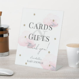 クラウド9ピンククラウドガールベビーシャワーカード&ギフト 台座サイン