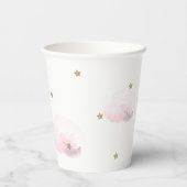 クラウド9ピンククラウド&金ゴールドスターガールベビーシャワー 紙コップ (裏面)