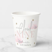クラウド9ピンククラウド&金ゴールドスターガールベビーシャワー 紙コップ (正面)