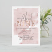 クラウド9ピンクスカイウォーターブライダルシャワー 箔招待状 (立ち正面)