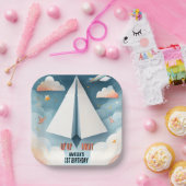 クラウド9フライキッズスカイジョイ飛行機1日の誕生日 ペーパープレート (パーティー)