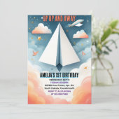 クラウド9フライキッズスカイジョイ飛行機1日の誕生日 招待状 (スタンド正面)