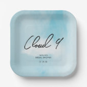 クラウド9ブライダルシャワーテーマミニマリストデコレーション ペーパープレート (正面)