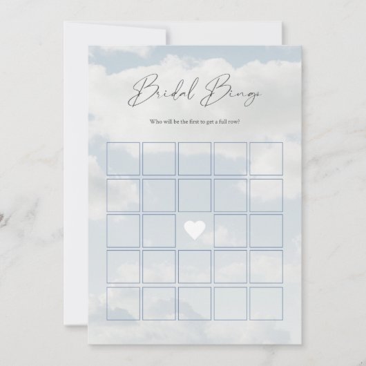 クラウド9ブライダルシャワービンゴゲームカード 招待状 (正面)