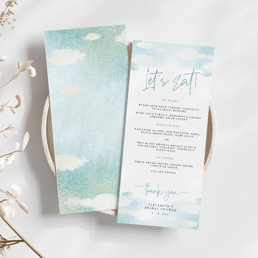 クラウド9ブルーアンドホワイトドリーミーブライダルシャワー メニュー