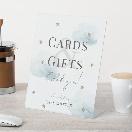 クラウド9ブルークラウドボーイベビーシャワーカード&ギフト 台座サイン (インサイチュ)