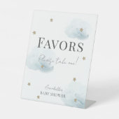 クラウド9ブルークラウド&スターズボーイベビーシャワーの好意 台座サイン (正面)