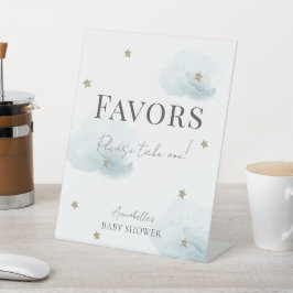 クラウド9ブルークラウド&スターズボーイベビーシャワーの好意 台座サイン