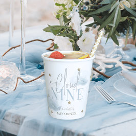 クラウド9ブルークラウド&金ゴールドスターボーイベビーシャワー 紙コップ