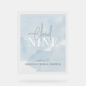 クラウド9ブルースカイウォーターカラーブライダルシャワーへようこそ アクリルサイン (正面)