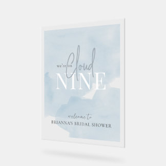 クラウド9ブルースカイウォーターカラーブライダルシャワーへようこそ アクリルサイン