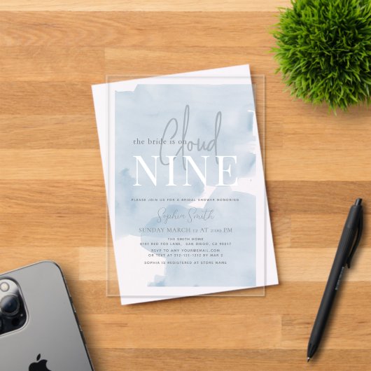 クラウド9ブルースカイウォーターカラーブライダルシャワー アクリル招待状 (インサイチュ (招待状))