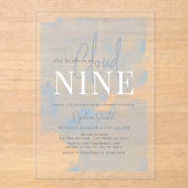 クラウド9ブルースカイウォーターカラーブライダルシャワー アクリル招待状 (正面)