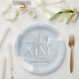 クラウド9ブルースカイウォーターカラーブライダルシャワー ペーパープレート