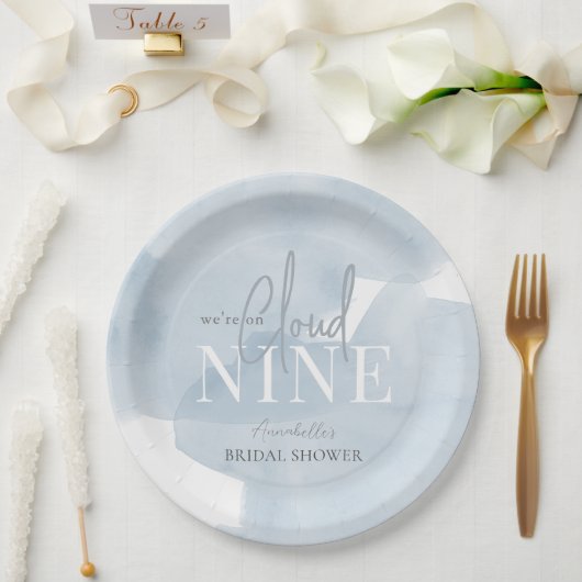 クラウド9ブルースカイウォーターカラーブライダルシャワー ペーパープレート (ウェディング)