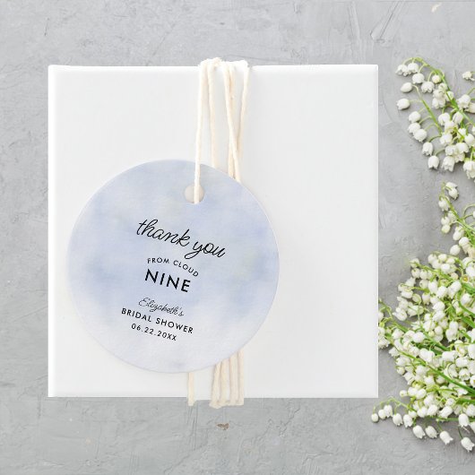 クラウド9ブルースカイエレガントシンプルブライダルシャワー フェイバータグ