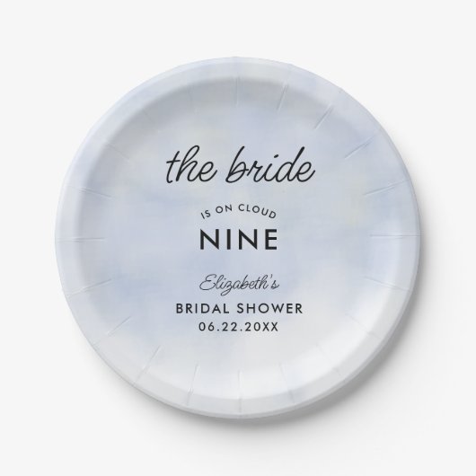 クラウド9ブルースカイクラエレガントシーブライダルシャワー ペーパープレート (正面)