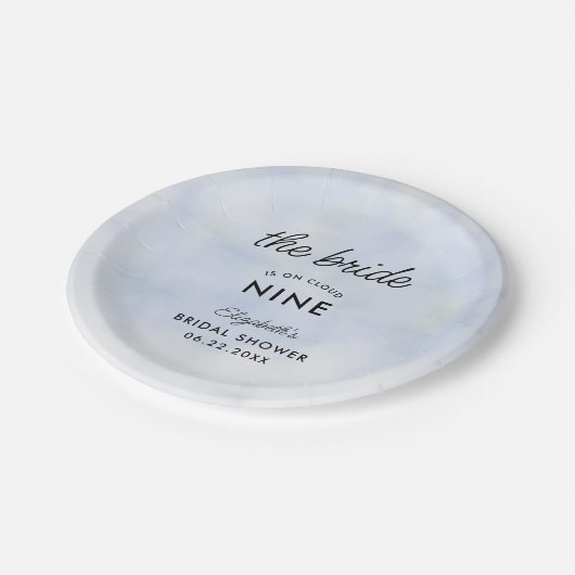 クラウド9ブルースカイクラエレガントシーブライダルシャワー ペーパープレート (アングル)