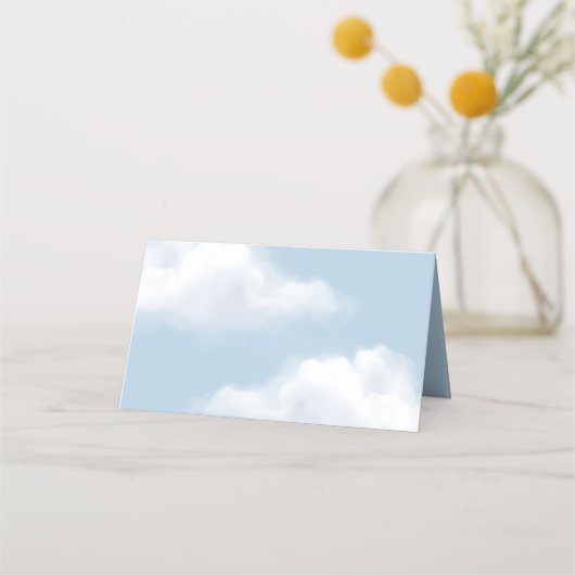 クラウド9ブルー男の赤ちゃんシャワー座席表 プレイスカード (裏面)