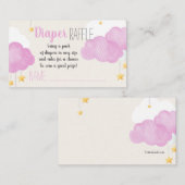 クラウド9ベビーシャワーピンクおむつラッフルカード エンクロージャーカード (正面/裏面)