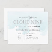クラウド9ミニマルシックバジェットブライダルシャワー招待状 (正面/裏面)
