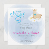 クラウド9リトルラムブルーイースターボーイベビーシャワー 招待状 (正面/裏面)
