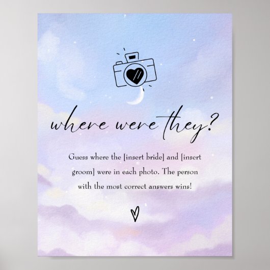 クラウド9上で彼らはブライダルシャワーゲームサイン ポスター (正面)