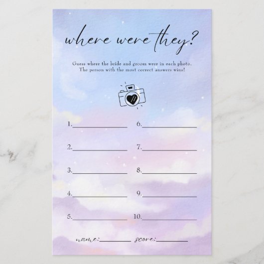 クラウド9上で彼らはブライダルシャワーゲーム チラシ (正面)