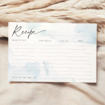 クラウド9上のブルーブライダルシャワー用レシピカード