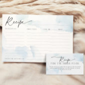 クラウド9上のブルーブライダルシャワー用レシピカード 招待状